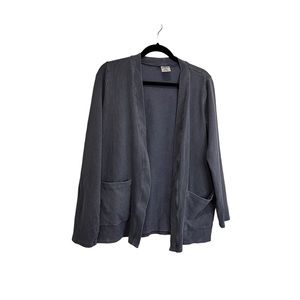 Armadio Open Front Gray Blue Long Sleeve Cardigan Pockets Ribbed Womens Size XL